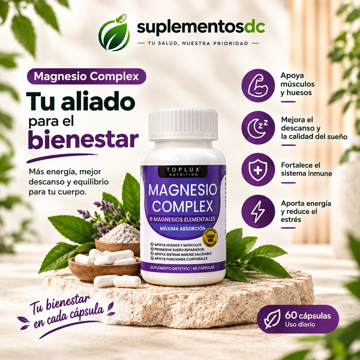 Magnesio Complex– 60 Cápsulas | Máxima Absorción